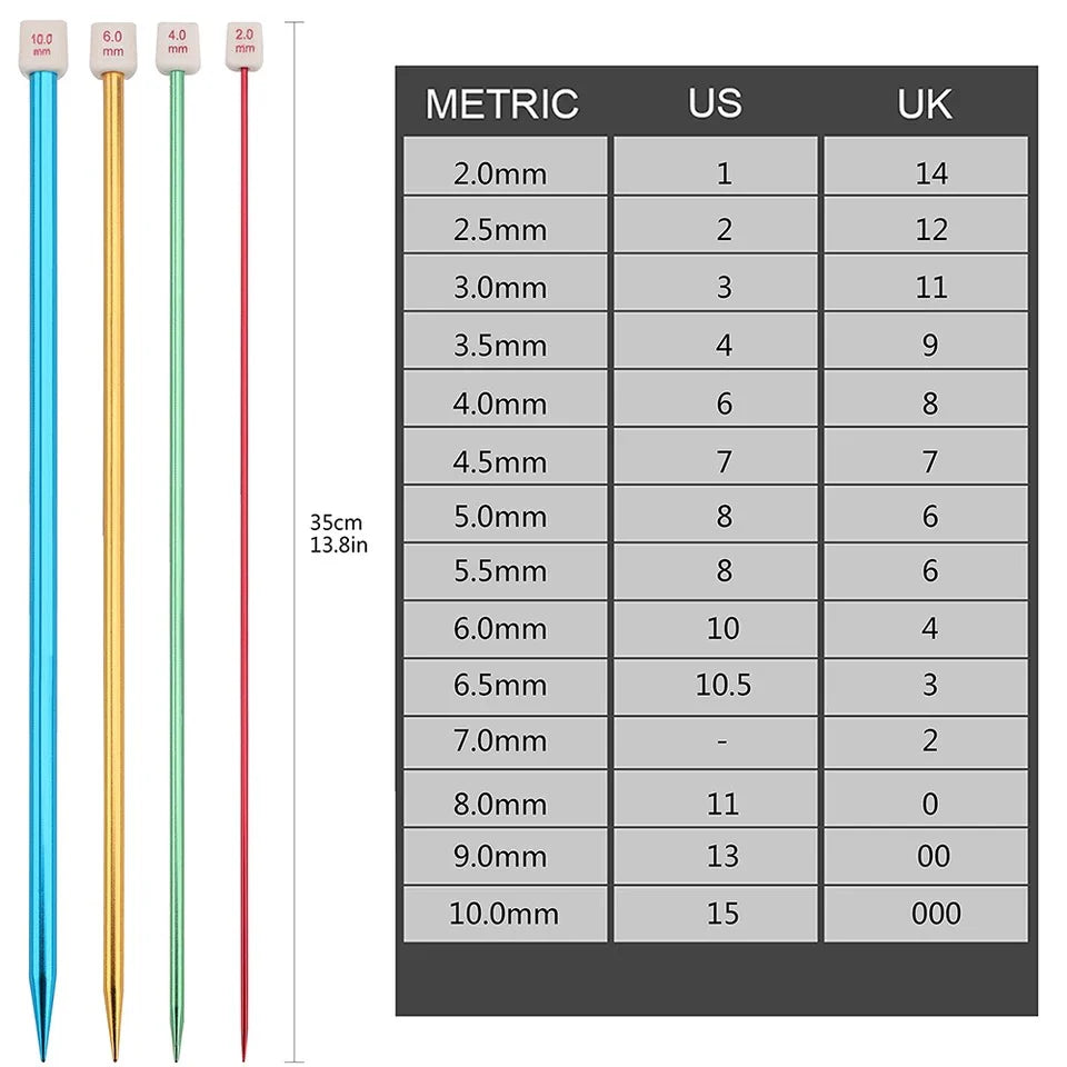 Aluminum Knitting Needles Set - 14 Size