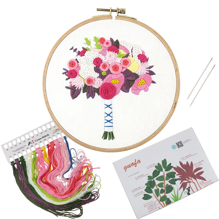 5 Pack Beginner Embroidery Kits with Patterns and Instructions DIY Kit (Random Design)