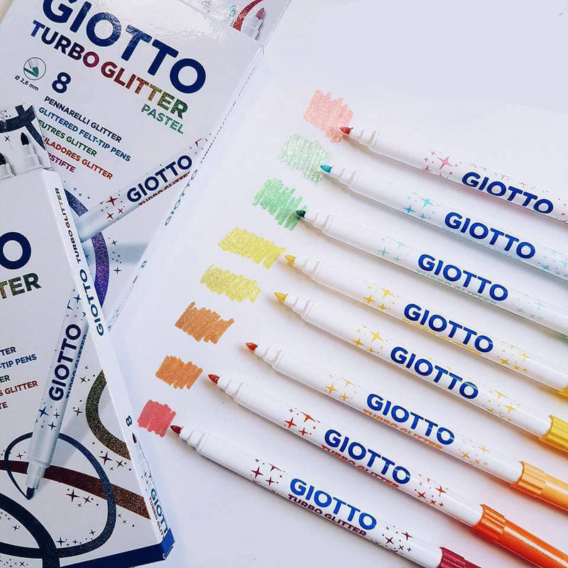 Giotto Turbo Glitter Marker Pastel Shades 8 Pcs Set