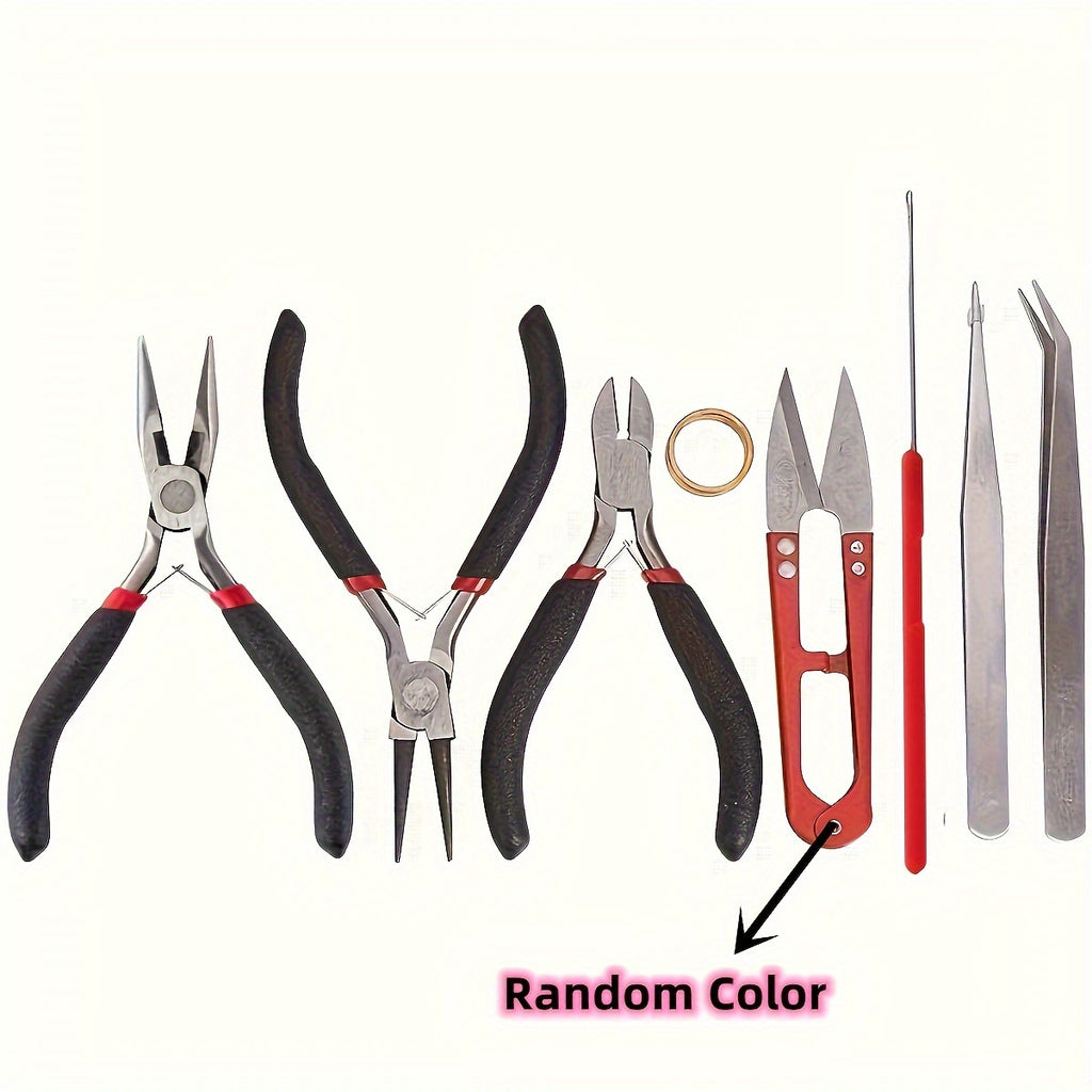 8pcs DIY Jewelry Making Kit with Pliers, Scissors, Tweezers & Jump Ring Opener