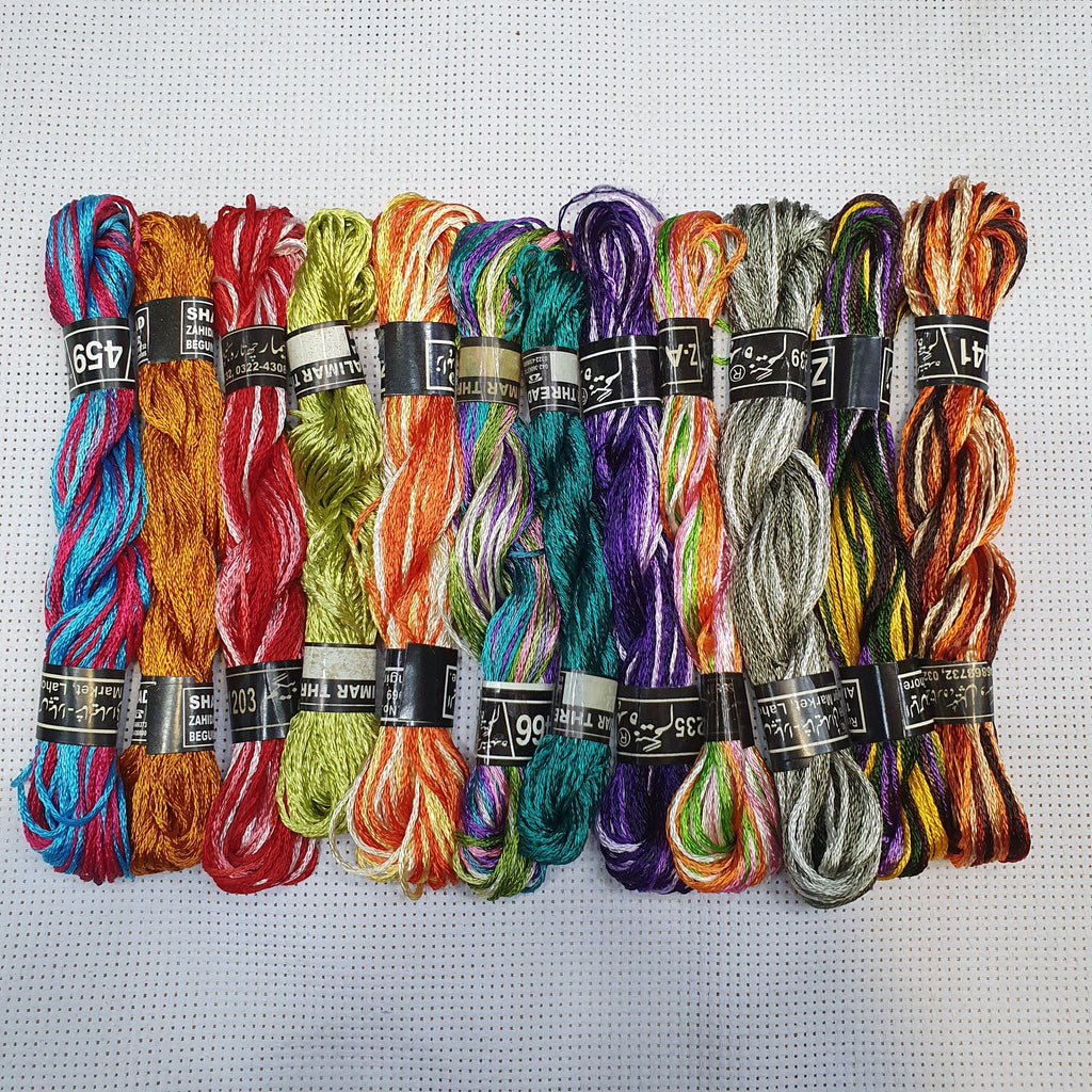 Silky Embroidery Thread Chay-Tara 6 Tar Guchi - Pack of 12