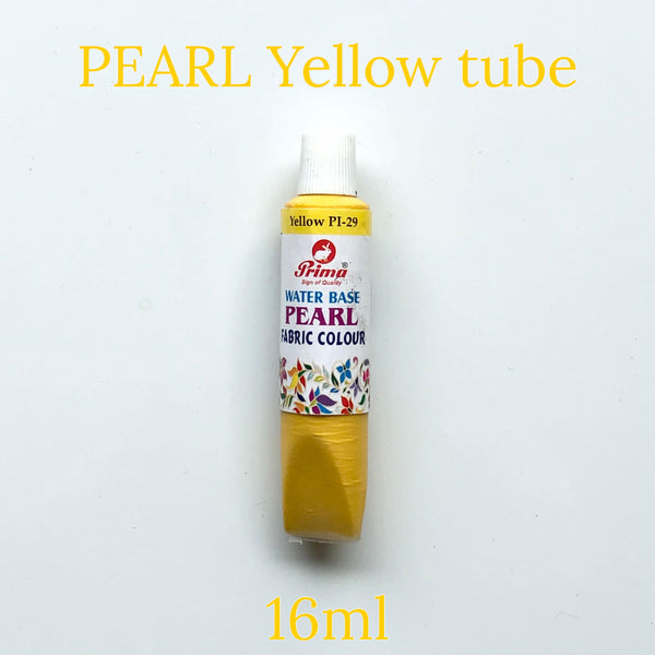 Pearl fabric colours gives shine effect in fabric painting 16ml each tube. Available in different colours