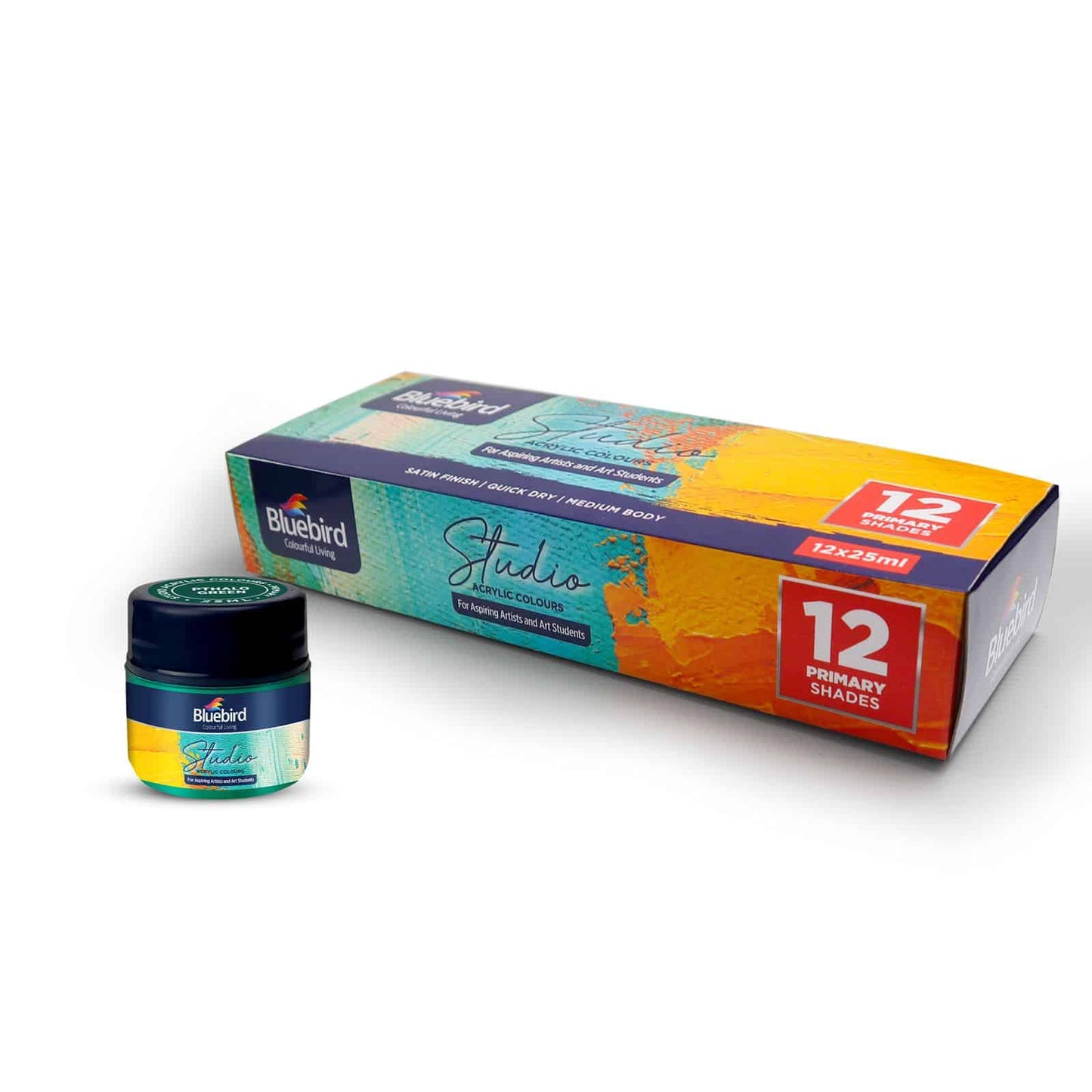 Studio Acrylic Colours – 25 ml – Set of 12 Primary Shades