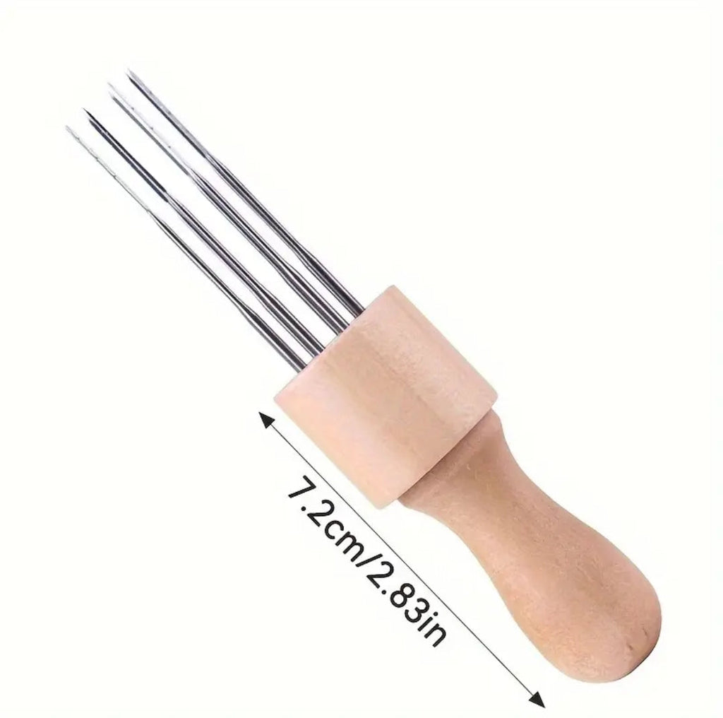 Felting Needle With Eight Needles Tool, Craft Felt Stitch Punch Tool With Solid Wood Handle Felting Eight Needles Tool
