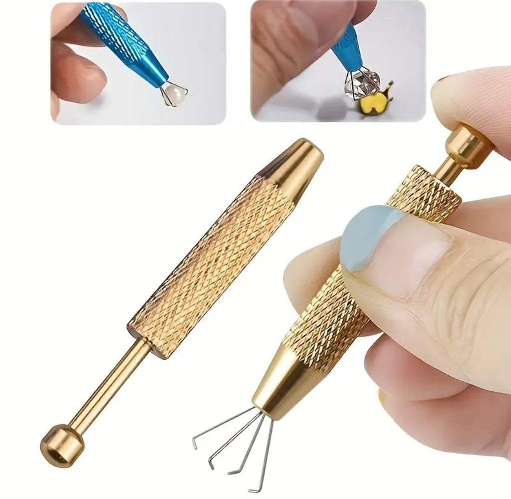 Professional Alloy Steel Jewelry Pliers, Toothless Claw Design, Non-Slip Screwball Handle, Precision Gemstone & Diamond Picking Tools for Jewelry Making & Repair