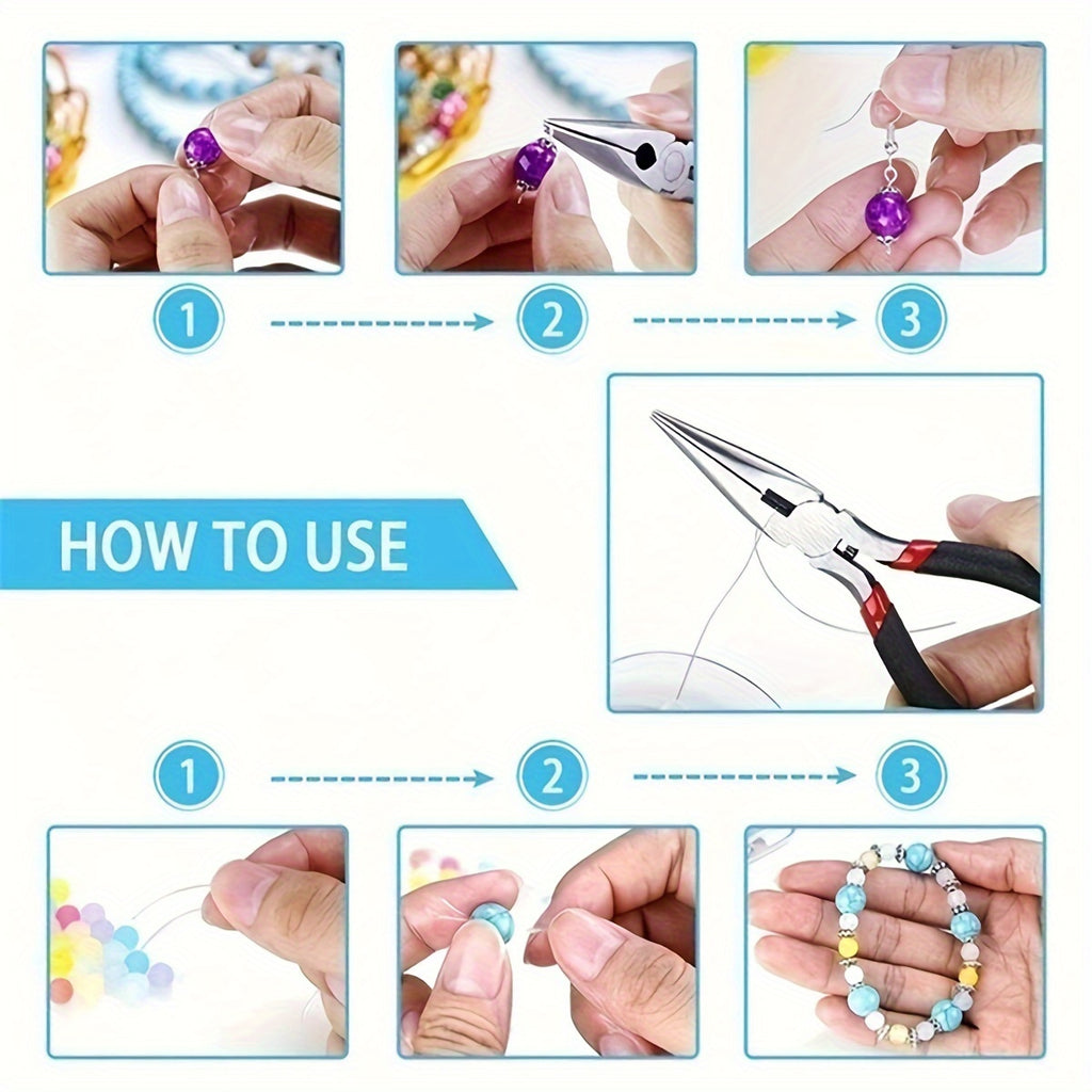 8pcs DIY Jewelry Making Kit with Pliers, Scissors, Tweezers & Jump Ring Opener