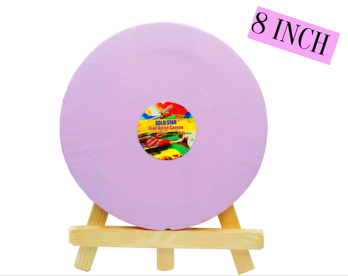 Multicolor Round Canvas Board 8 x 8''