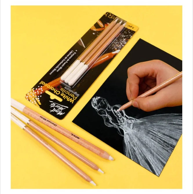 Mont Marte White Charcoal Pencils [Pack of 3]