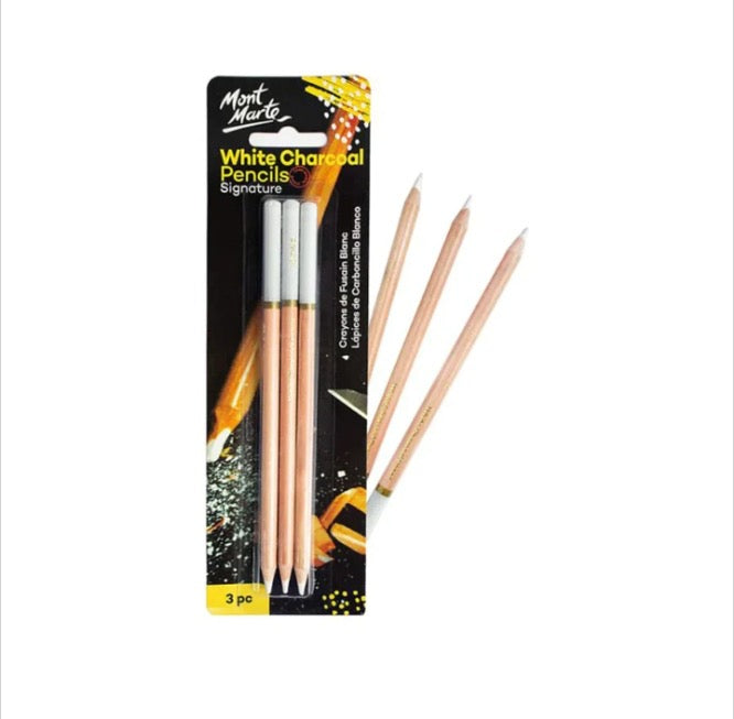 Mont Marte White Charcoal Pencils [Pack of 3]