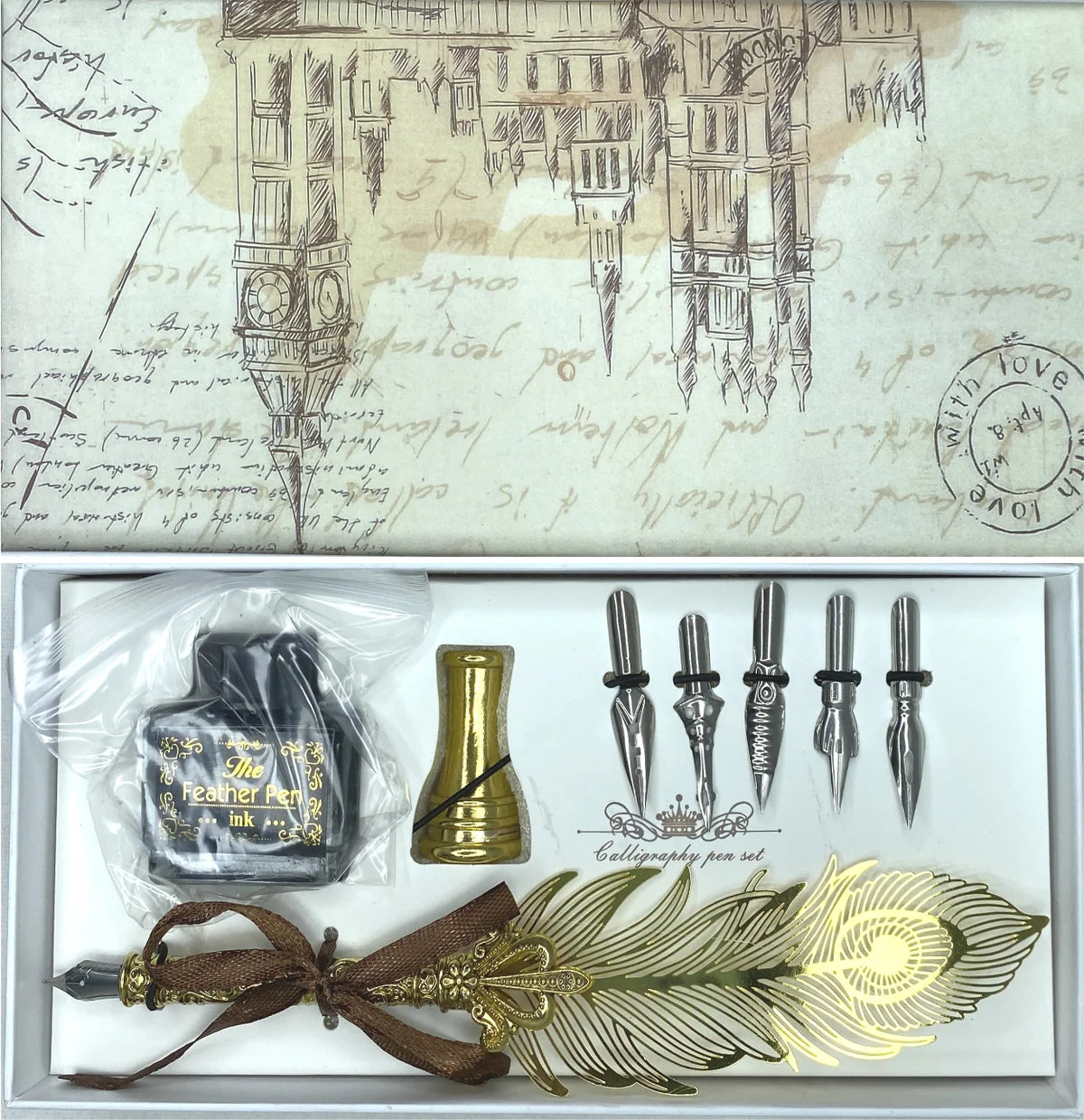 Calligraphy Pen Set Golden 8pcs Medium Box