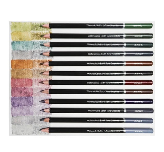Mont Marte Watersoluble Earth Tones Coloured Graphite Pencils Signature [12pc]