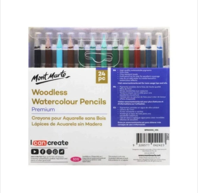 Mont Marte Woodless Watercolour Pencils Premium [24pc]