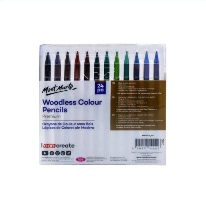 Mont Marte Woodless Colour Pencils Premium [24pc]