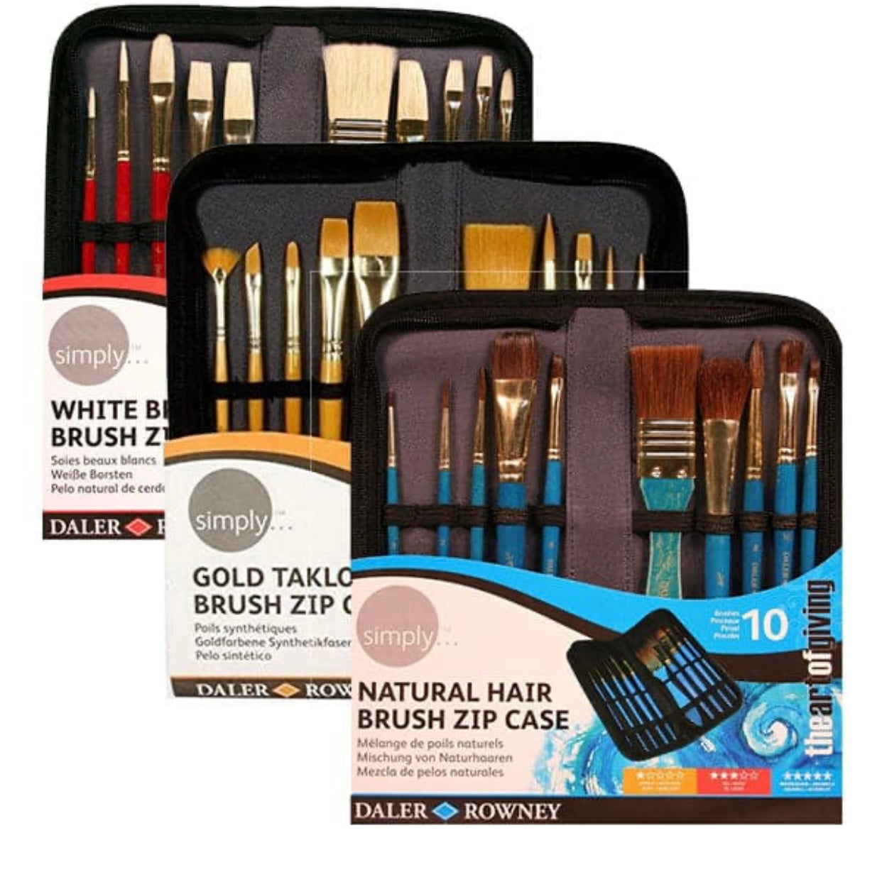 Daler Rowney Simply Natural Hair Brush Set With Zip Case