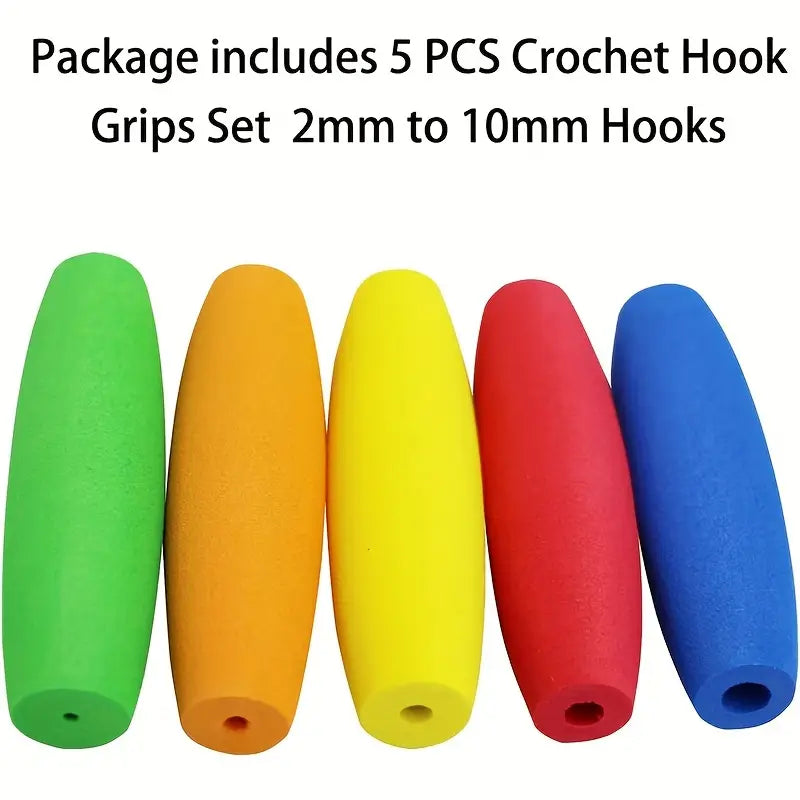 Comfort Grip Crochet Hook Set, Ergonomic Handle for 2mm-10mm Hooks.