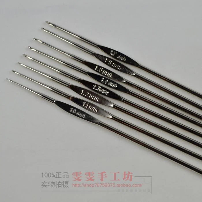 Stainless Steel Small Size Crochet Hook Set (1.0mm–1.7mm, 8 pcs) | Fine Detail Thread Crochet Hooks |