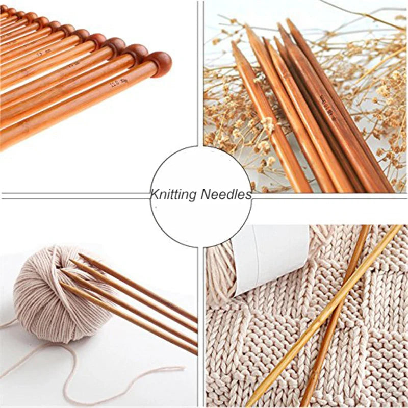 Bamboo Knitting Needles Set [18 Mix Sizes 2.0mm-10.0mm]