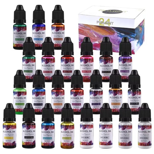 24 Pack High Concentration Alcohol Ink Pigment for Epoxy Resin 10mL