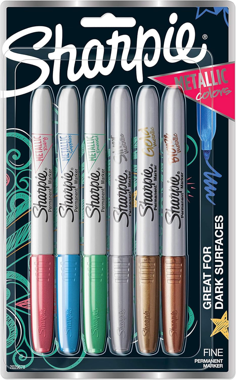 Sharpie Metallic Fine Point Permanent Markers Pack of 6