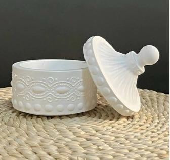Fluted Round Trinket Box Silicone Mold with Lid