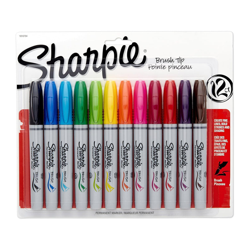 Sharpie Brush Tip Permanent Markers Pack of 12