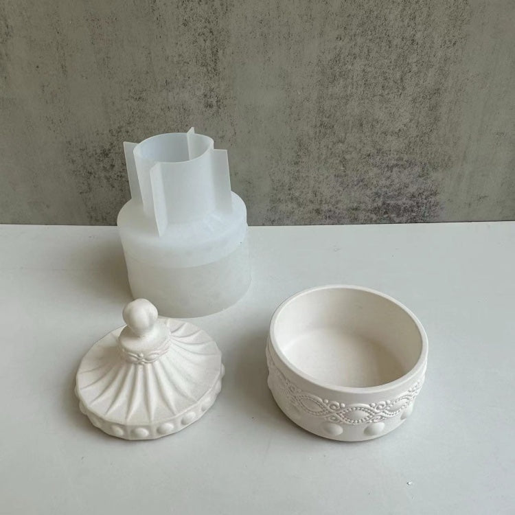 Fluted Round Trinket Box Silicone Mold with Lid