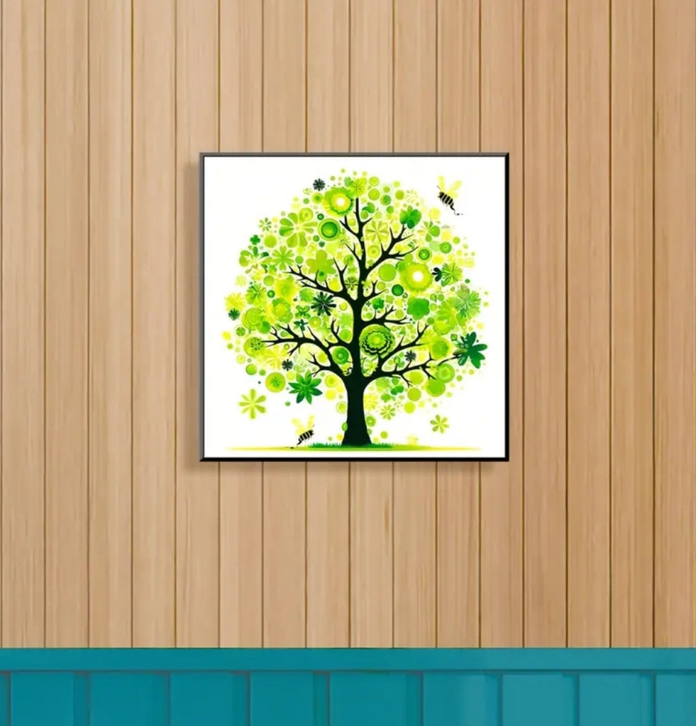 Beginner's Cross Stitch Kit - Tree Design 11CT Medium Grid with 3-Strand Thread All-Season Floral Embroidery Set