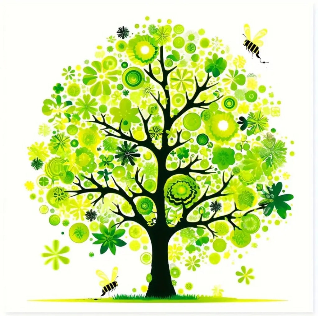 Beginner's Cross Stitch Kit - Tree Design 11CT Medium Grid with 3-Strand Thread All-Season Floral Embroidery Set