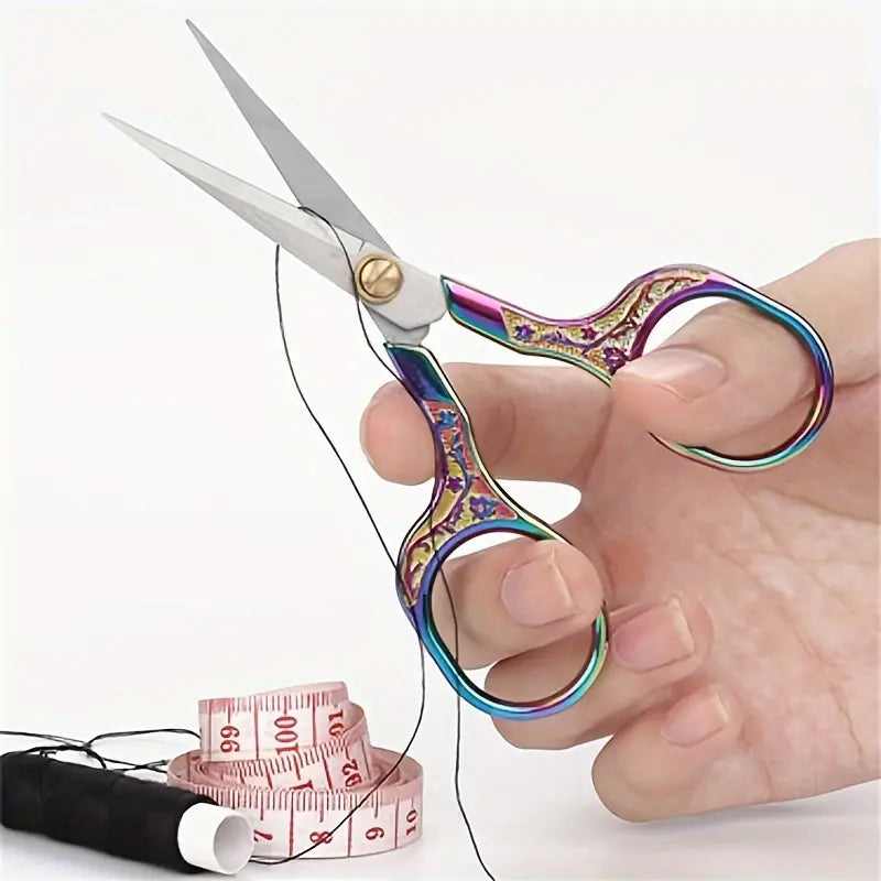 Vintage Style Comfort Grip Stainless Steel Sewing Scissors - Precision Fabric & Thread Cutter