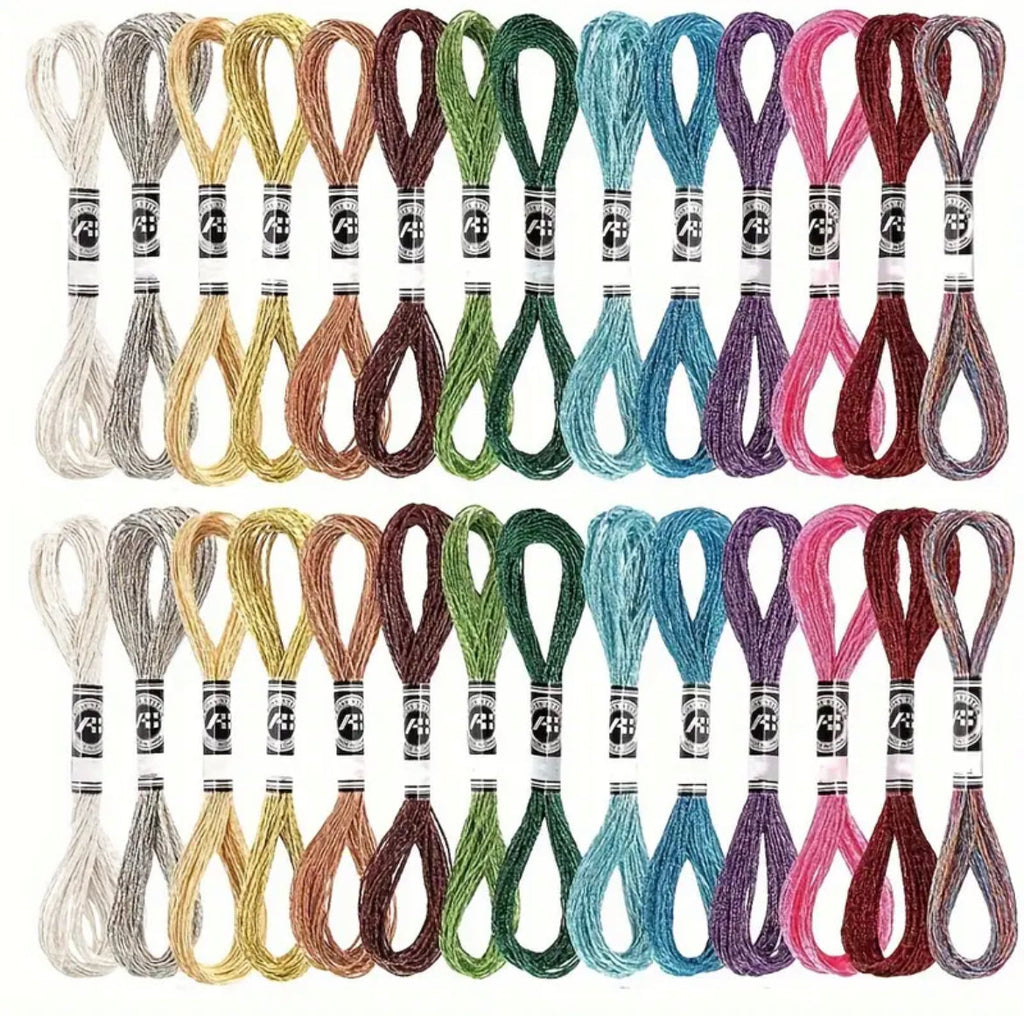 28 Skeins Metallic Embroidery Floss 12 PLY Embroidery Threads Cross Stitch Thread (14 Colors)