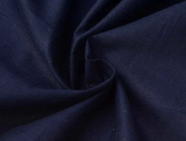 Dark Denim Blue Plain Glazed Cotton Fabric