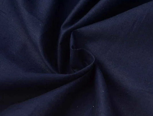 Dark Denim Blue Plain Glazed Cotton Fabric