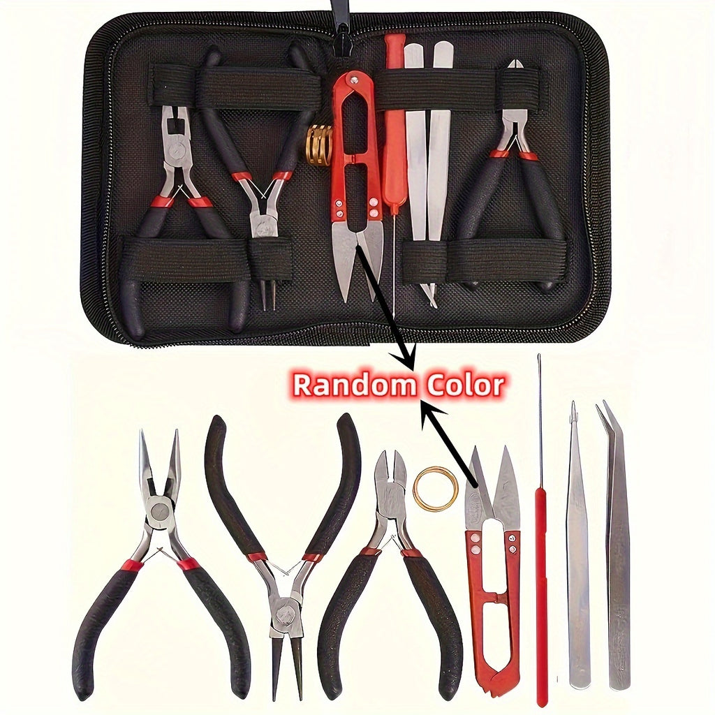 8pcs DIY Jewelry Making Kit with Pliers, Scissors, Tweezers & Jump Ring Opener