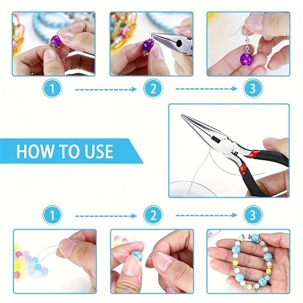8pcs DIY Jewelry Making Kit with Pliers, Scissors, Tweezers & Jump Ring Opener
