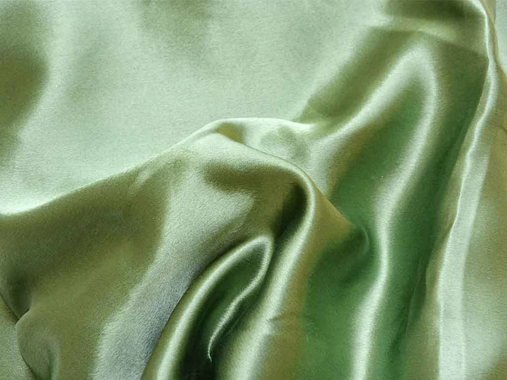 Pea Green Plain Moss Satin Fabric