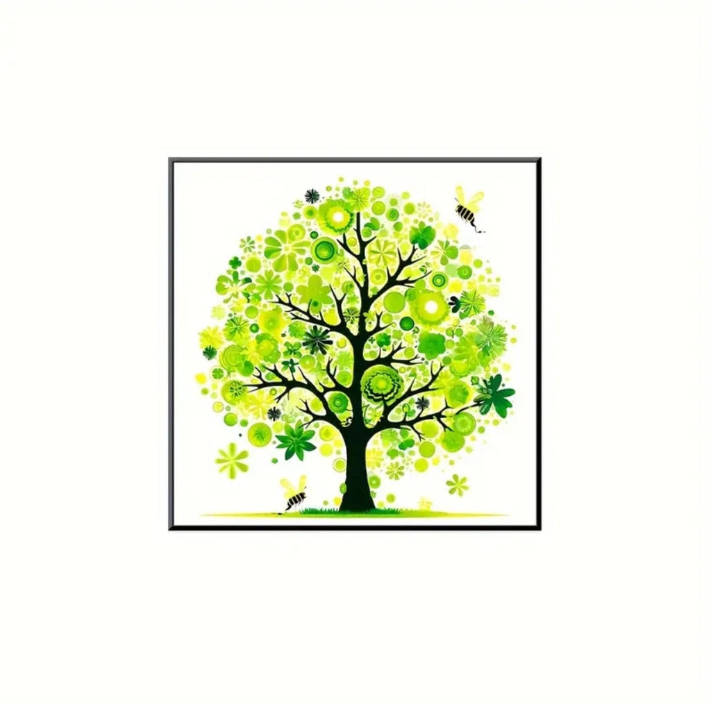 Beginner's Cross Stitch Kit - Tree Design 11CT Medium Grid with 3-Strand Thread All-Season Floral Embroidery Set