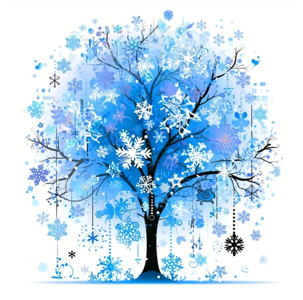 Beginner's Cross Stitch Kit - Tree Design 11CT Medium Grid with 3-Strand Thread All-Season Floral Embroidery Set