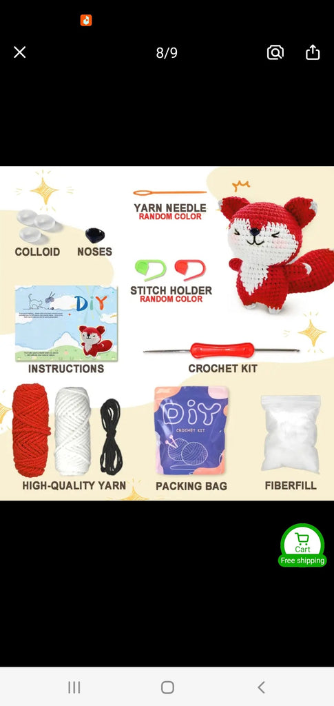 Fox Crochet Kit for Beginners - All-in-One Complete Crochet Set with Yarn, Hook, Pattern & Video Tutorial