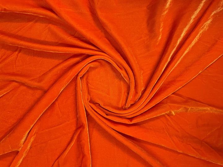 Orange Plain Viscose Micro Velvet Fabric