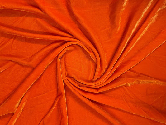Orange Plain Viscose Micro Velvet Fabric