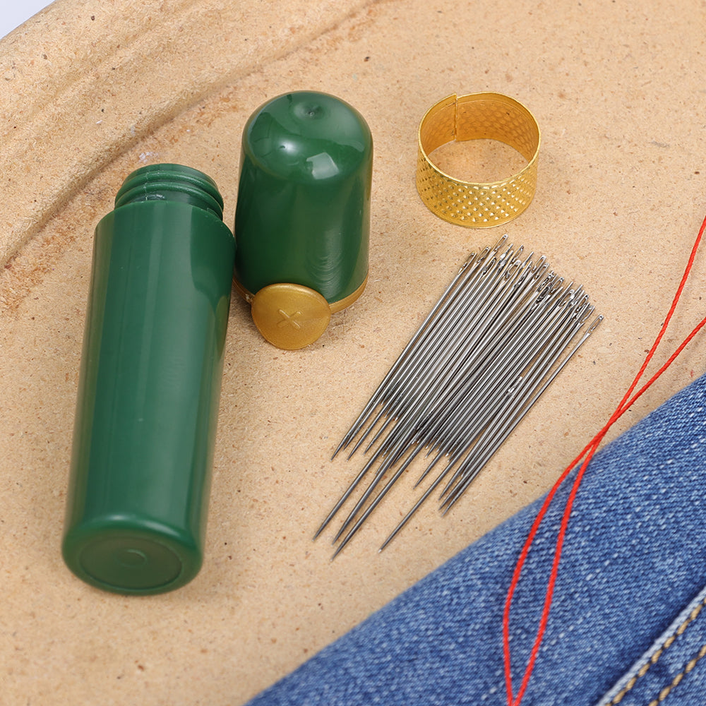 Needle-side Hole Elderly Hand Sewing Needles Stainless Steel Self Threading Needles 32pcs Set