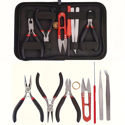8pcs DIY Jewelry Making Kit with Pliers, Scissors, Tweezers & Jump Ring Opener