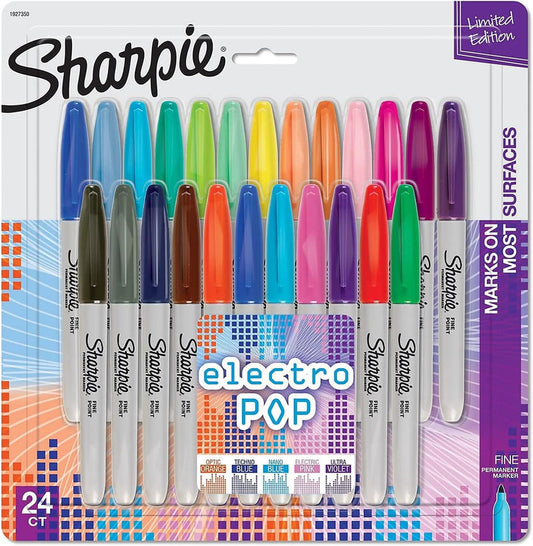 Sharpie Electro Pop Fine Permanent Marker Pack of 24