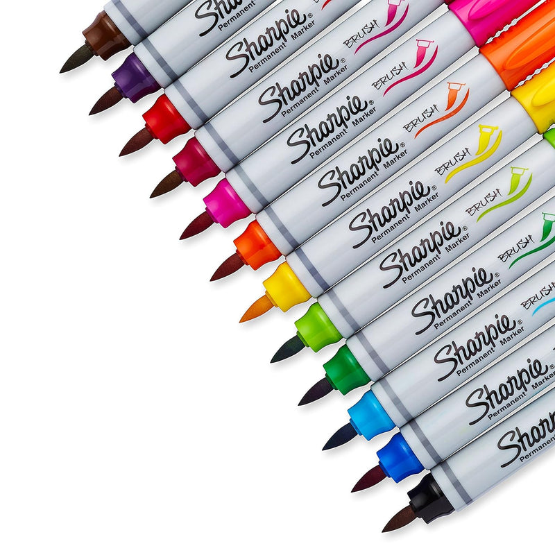 Sharpie Brush Tip Permanent Markers Pack of 12
