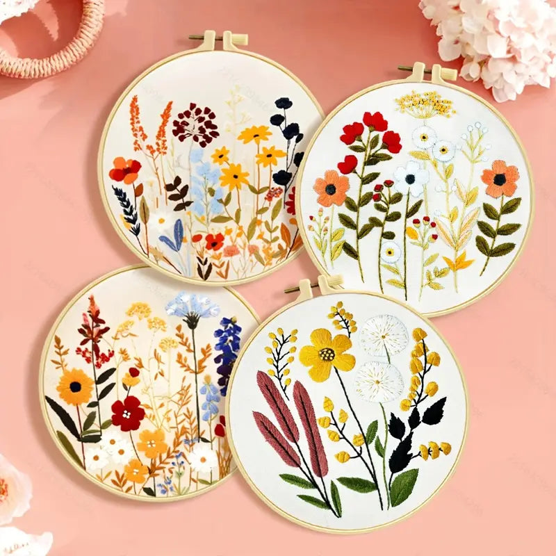 5 Pack Beginner Embroidery Kits with Patterns and Instructions DIY Kit (Random Design)