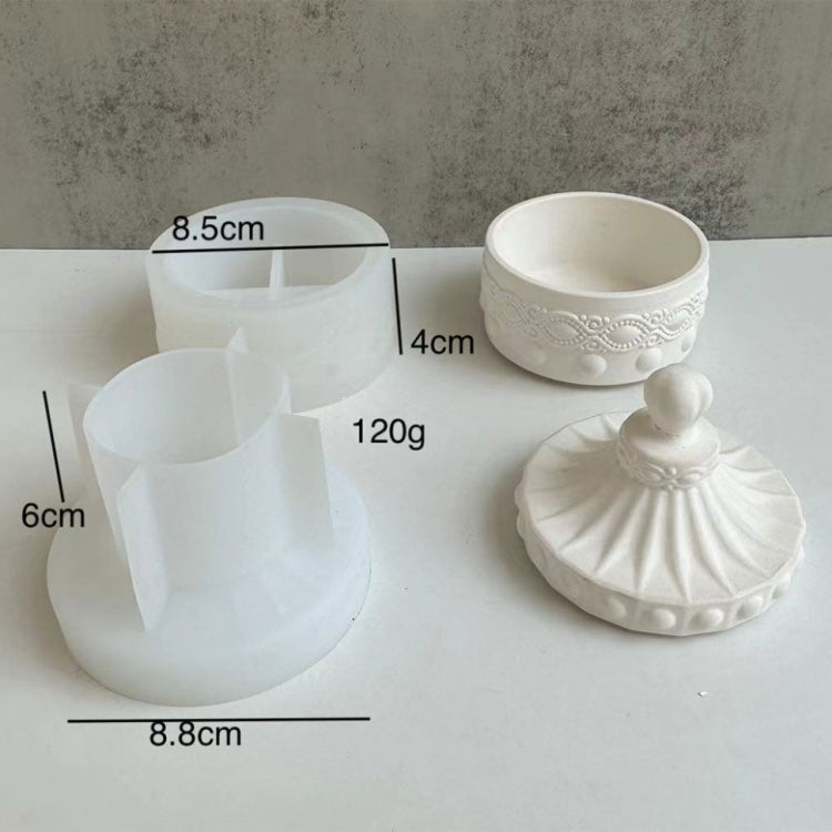 Fluted Round Trinket Box Silicone Mold with Lid