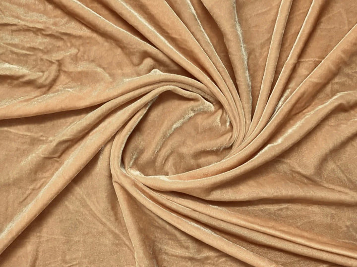 Golden Brown Plain Viscose Micro Velvet Fabric
