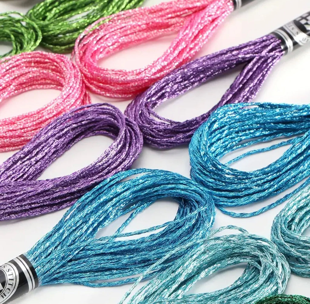 28 Skeins Metallic Embroidery Floss 12 PLY Embroidery Threads Cross Stitch Thread (14 Colors)