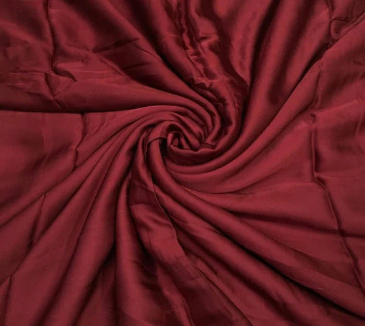 Red Maroon Plain Viscose Georgette Satin Fabric