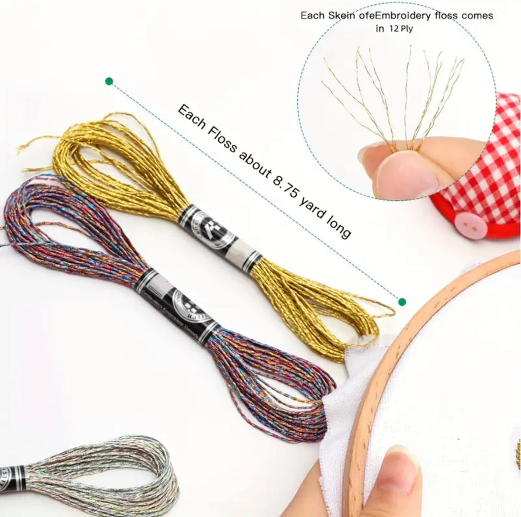 28 Skeins Metallic Embroidery Floss 12 PLY Embroidery Threads Cross Stitch Thread (14 Colors)